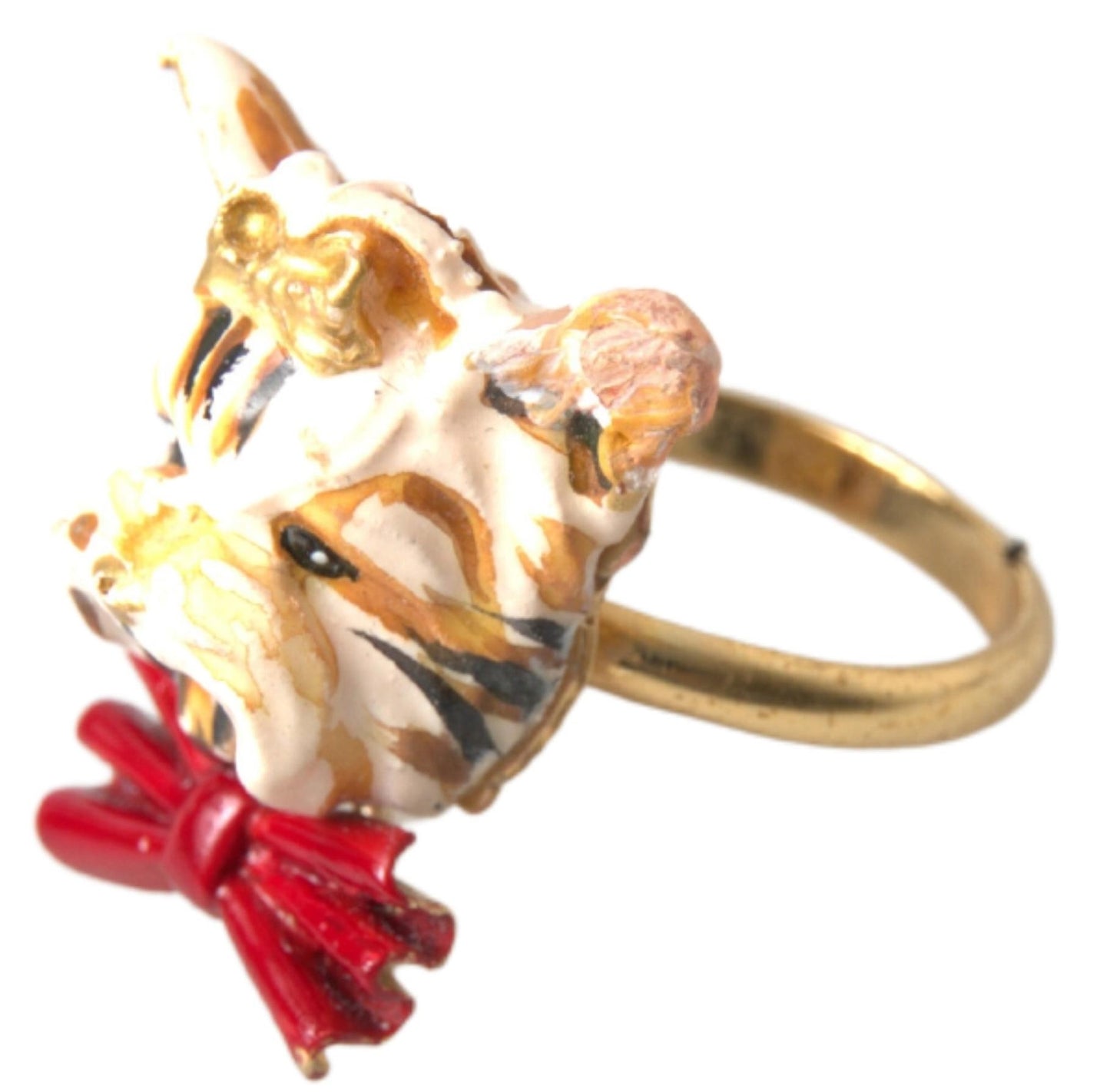 Dolce & Gabbana Golden Canine Chic Resin & Brass Ring