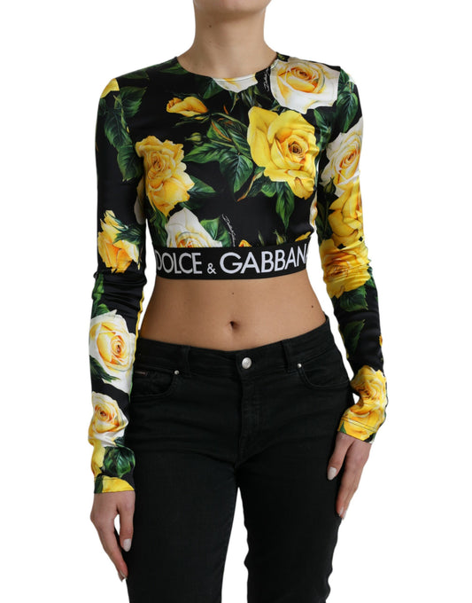 Dolce & Gabbana Multicolor Floral Long Sleeves Cropped Top