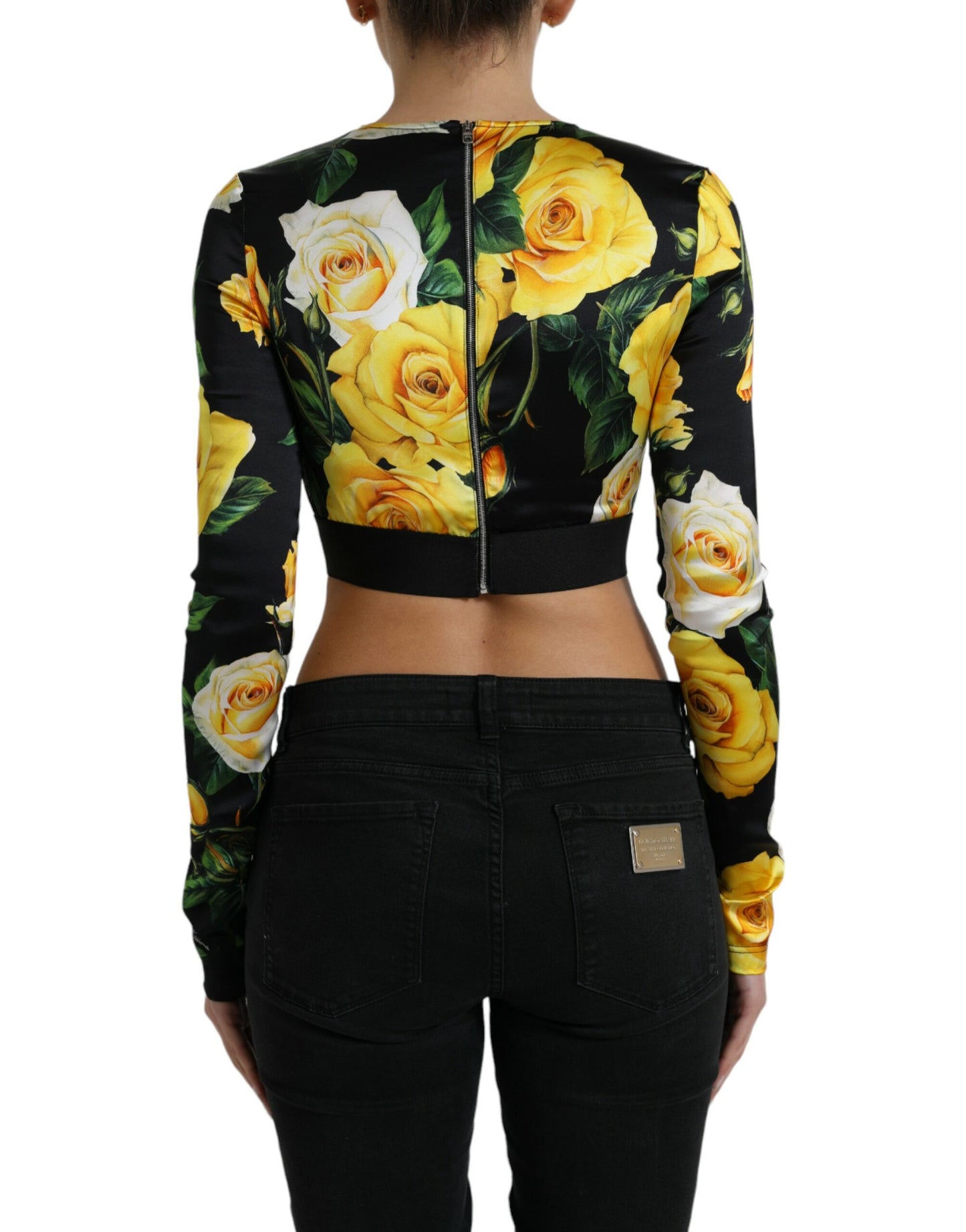 Dolce & Gabbana Multicolor Floral Long Sleeves Cropped Top