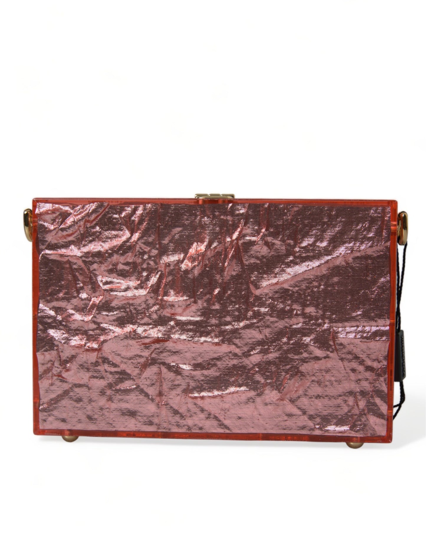 Dolce & Gabbana Metallic Pink Plexi Gold Chain Shoulder BOX Bag