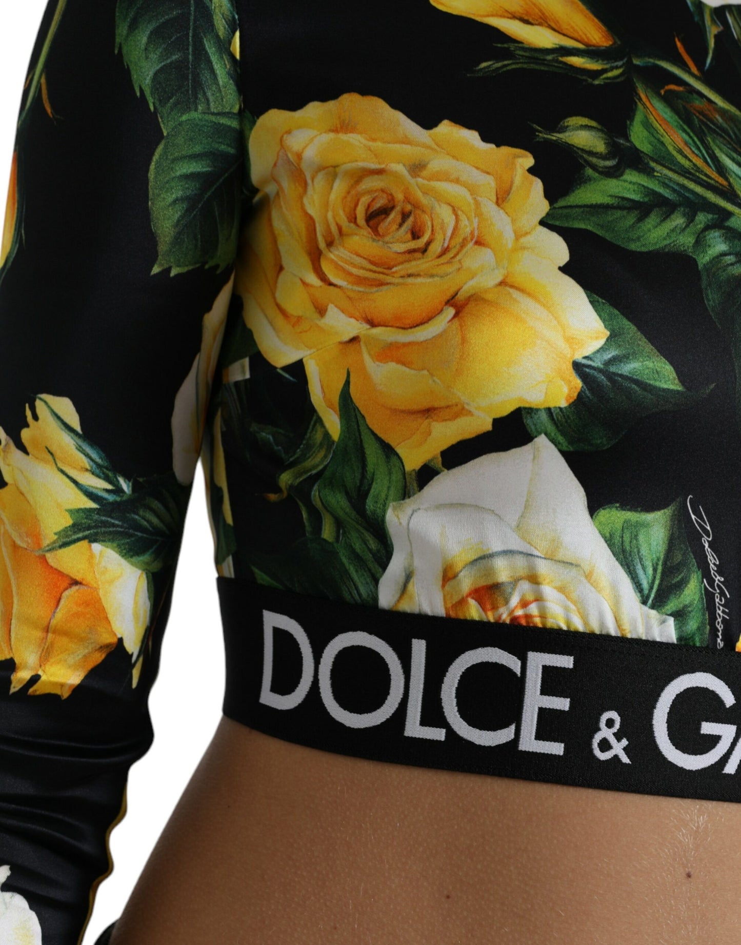 Dolce & Gabbana Multicolor Floral Long Sleeves Cropped Top