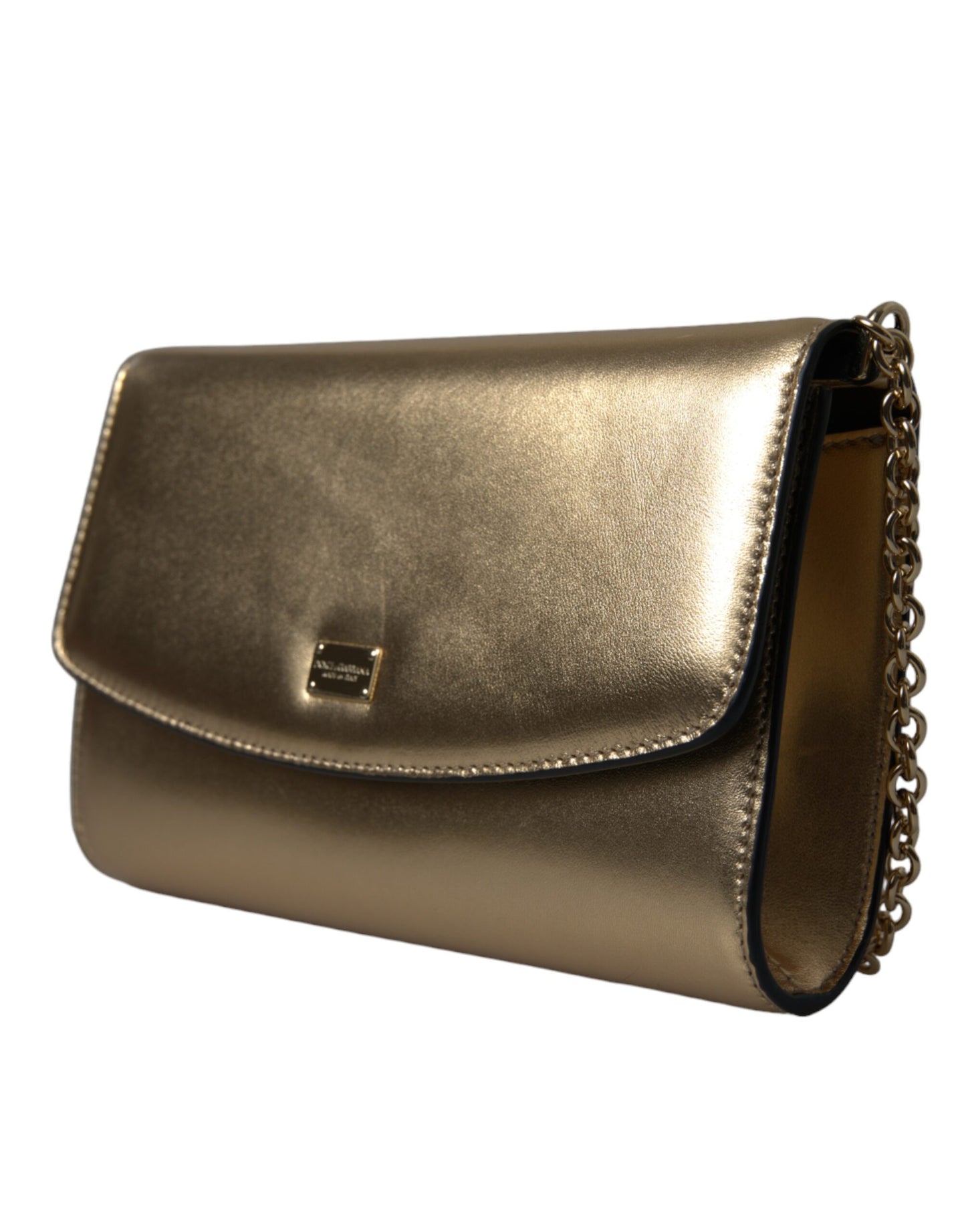 Dolce & Gabbana Metallic Gold Lambskin Leather Crossbody Mini Bag