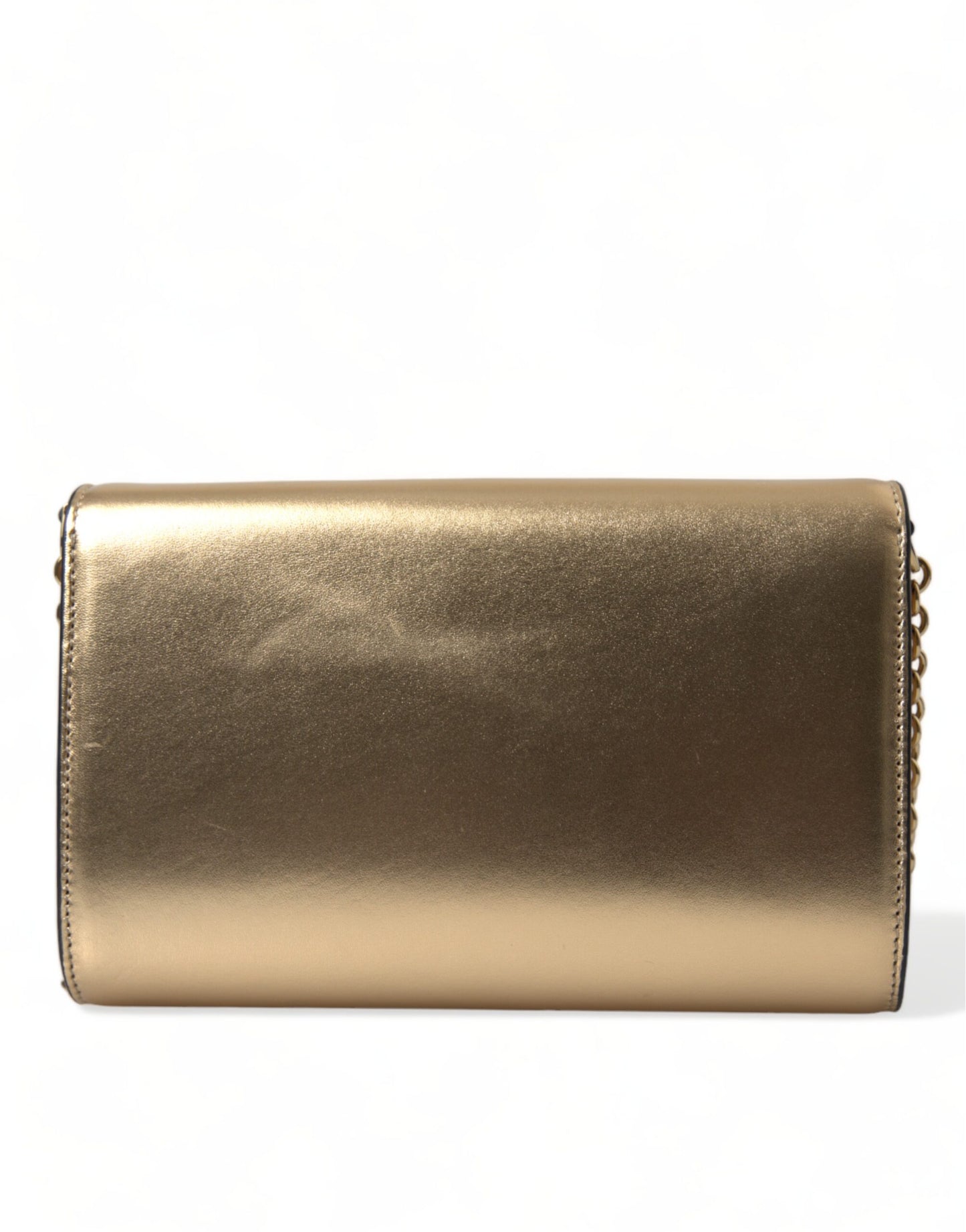 Dolce & Gabbana Metallic Gold Lambskin Leather Crossbody Mini Bag