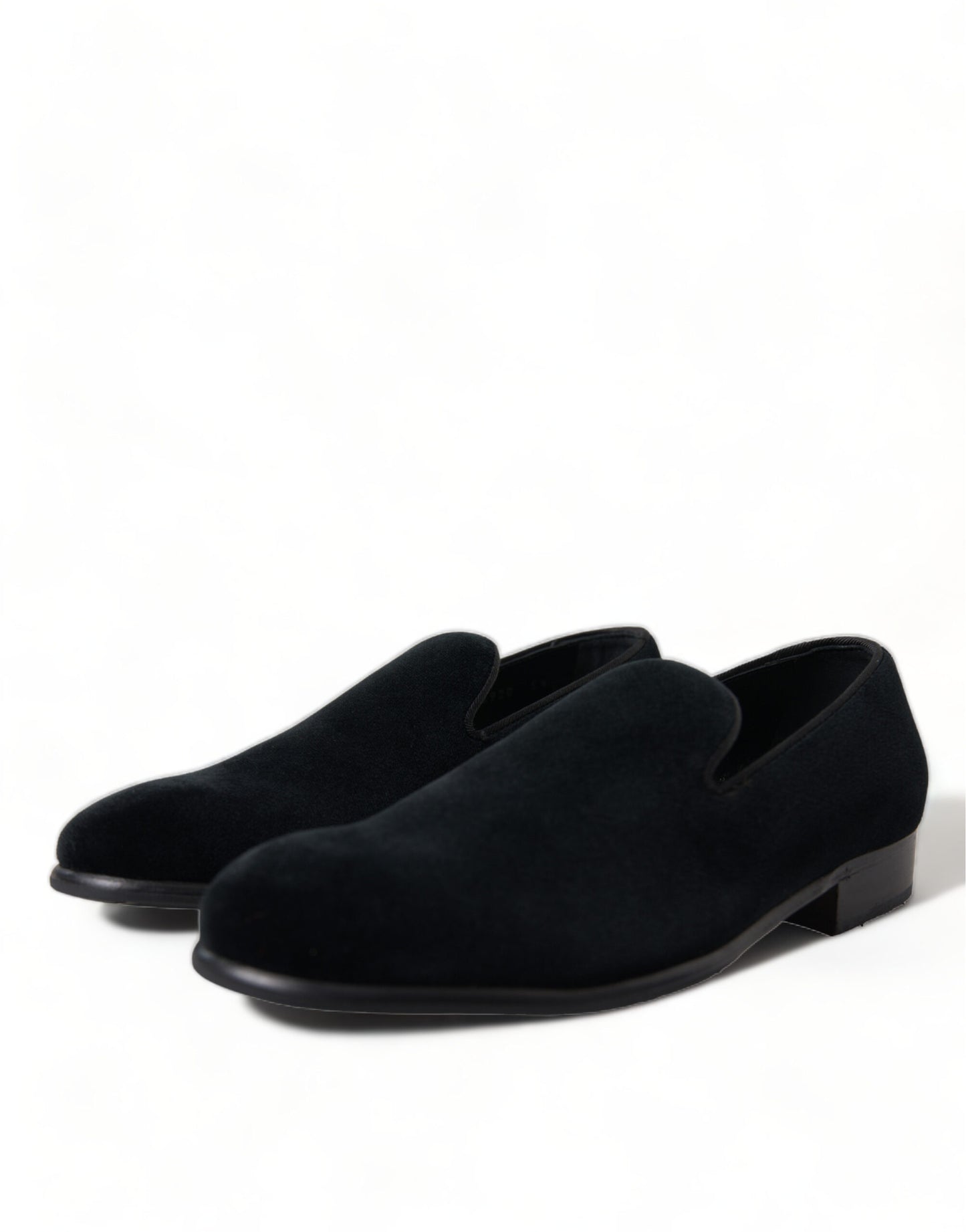 Dolce & Gabbana Black Velvet Loafers Formal Dress Shoes