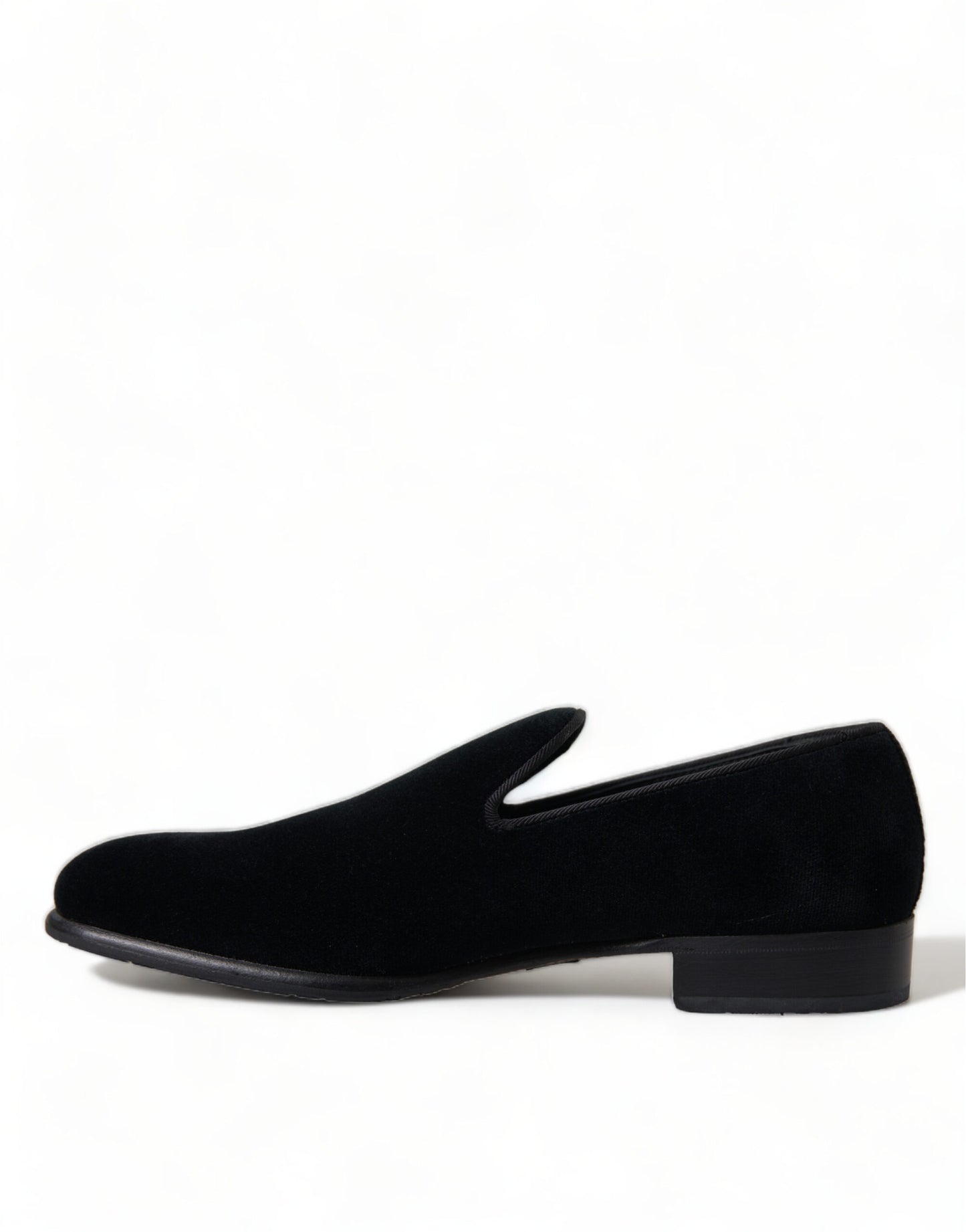 Dolce & Gabbana Black Velvet Loafers Formal Dress Shoes