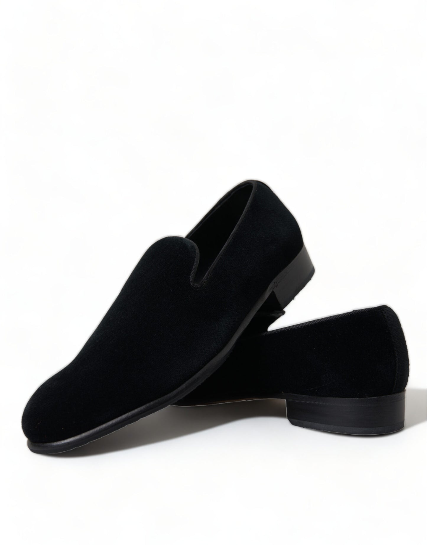 Dolce & Gabbana Black Velvet Loafers Formal Dress Shoes