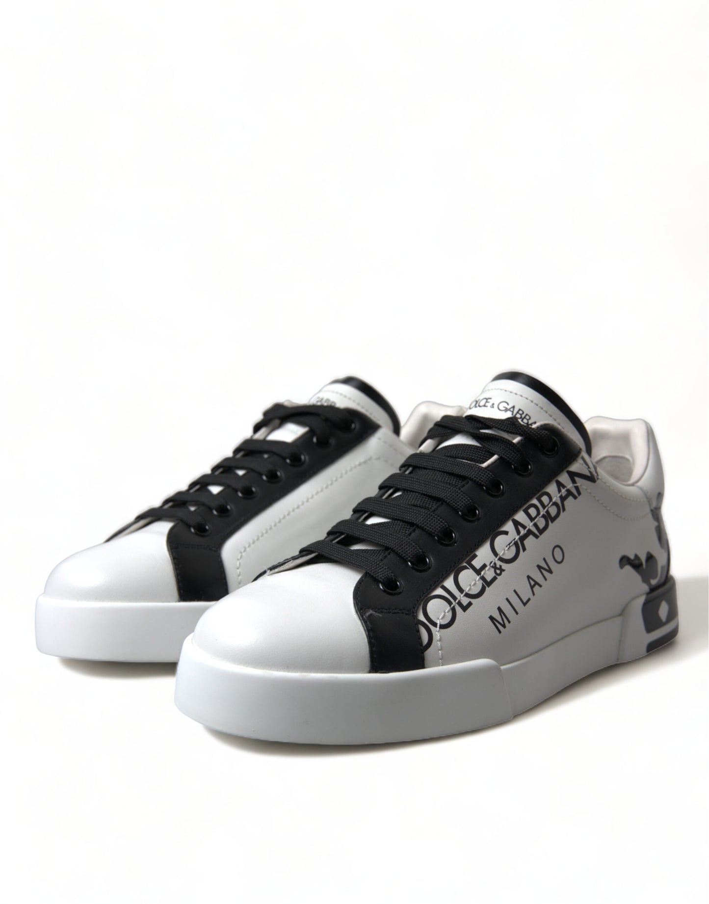 Dolce & Gabbana Elegant White Leather Low Top Sneakers