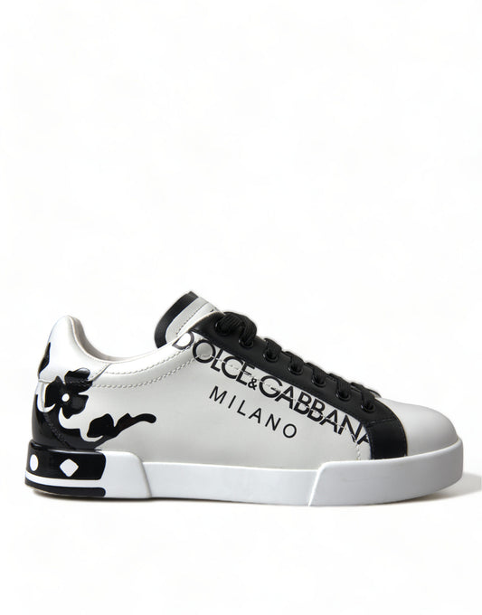 Dolce & Gabbana Elegant White Leather Low Top Sneakers