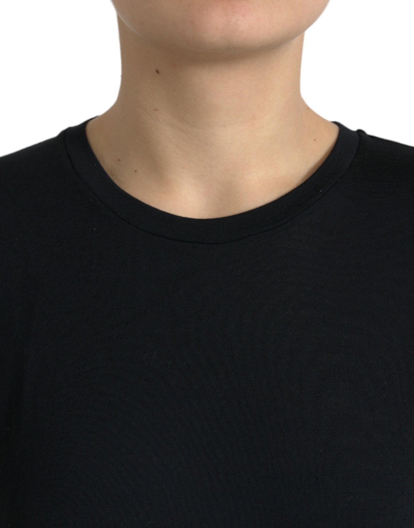 Dolce & Gabbana Black Wool Short Sleeves Crewneck T-shirt Top