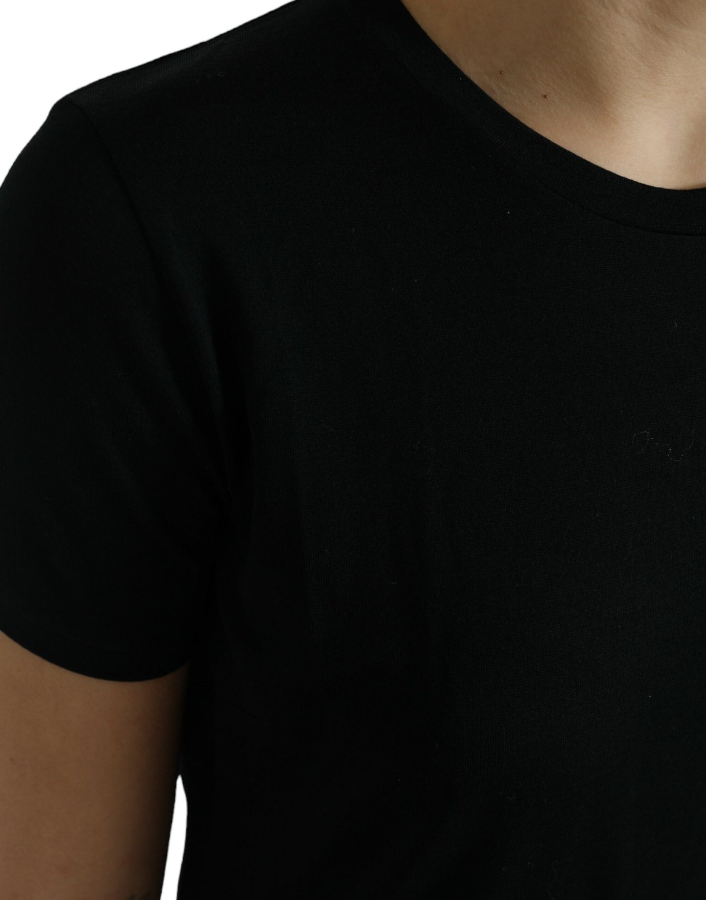 Dolce & Gabbana Black Wool Short Sleeves Crewneck T-shirt Top