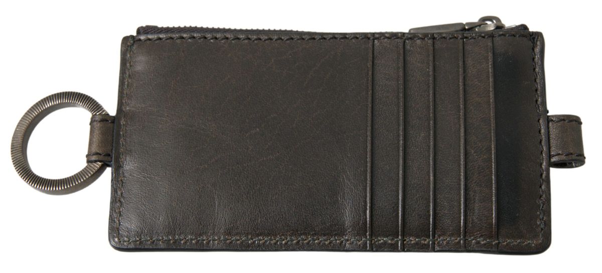 Dolce & Gabbana Elegant Black Leather Lanyard Cardholder