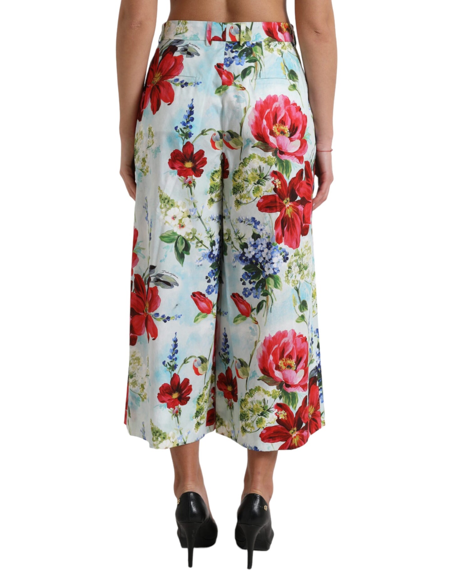 Dolce & Gabbana Multicolor Floral High Waist Wide Leg Pants