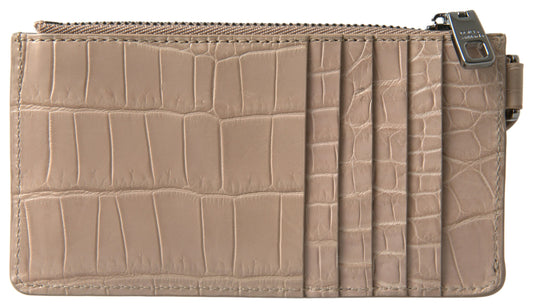 Dolce & Gabbana Beige Croc-Embossed Leather Wallet