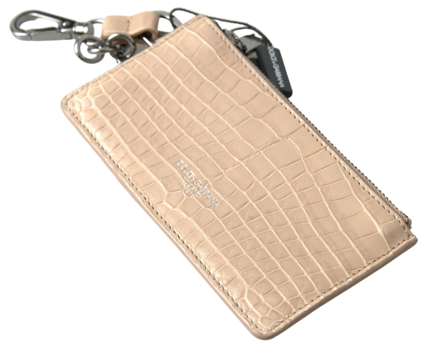 Dolce & Gabbana Beige Croc-Embossed Leather Wallet