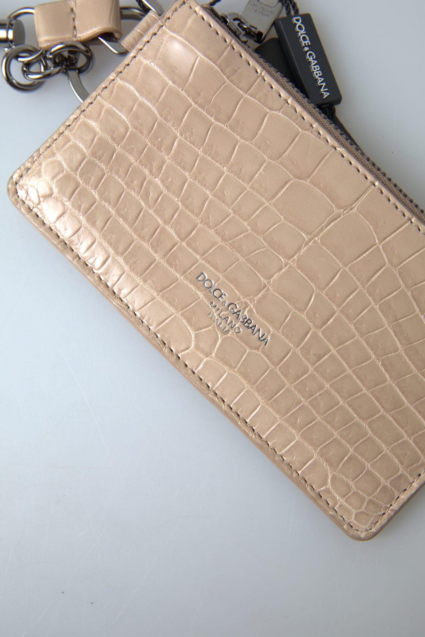 Dolce & Gabbana Beige Croc-Embossed Leather Wallet