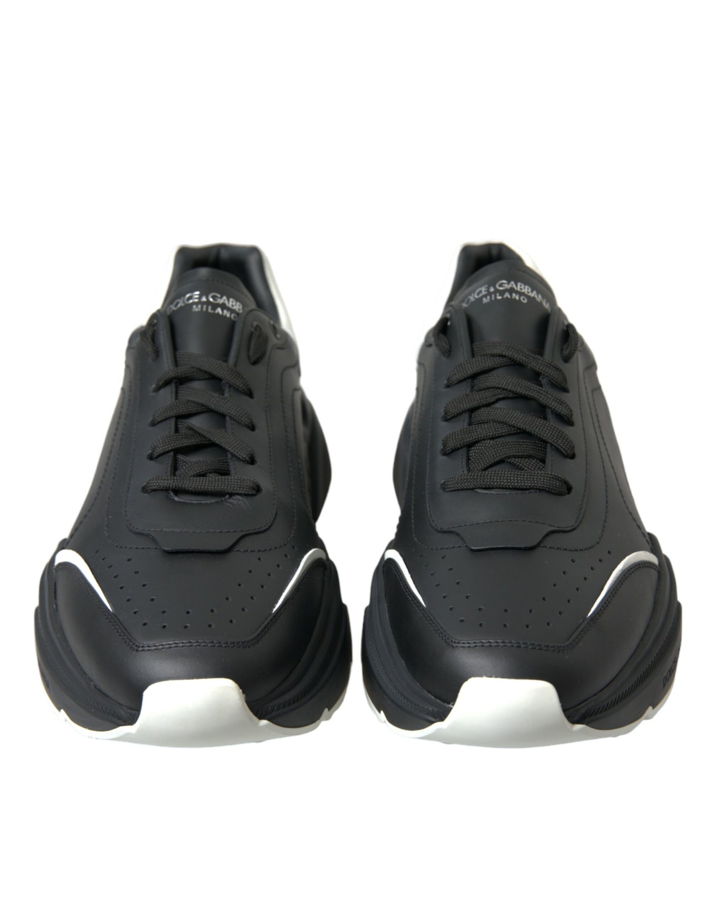 Dolce & Gabbana Black White Leather Logo Daymaster Sneakers Shoes