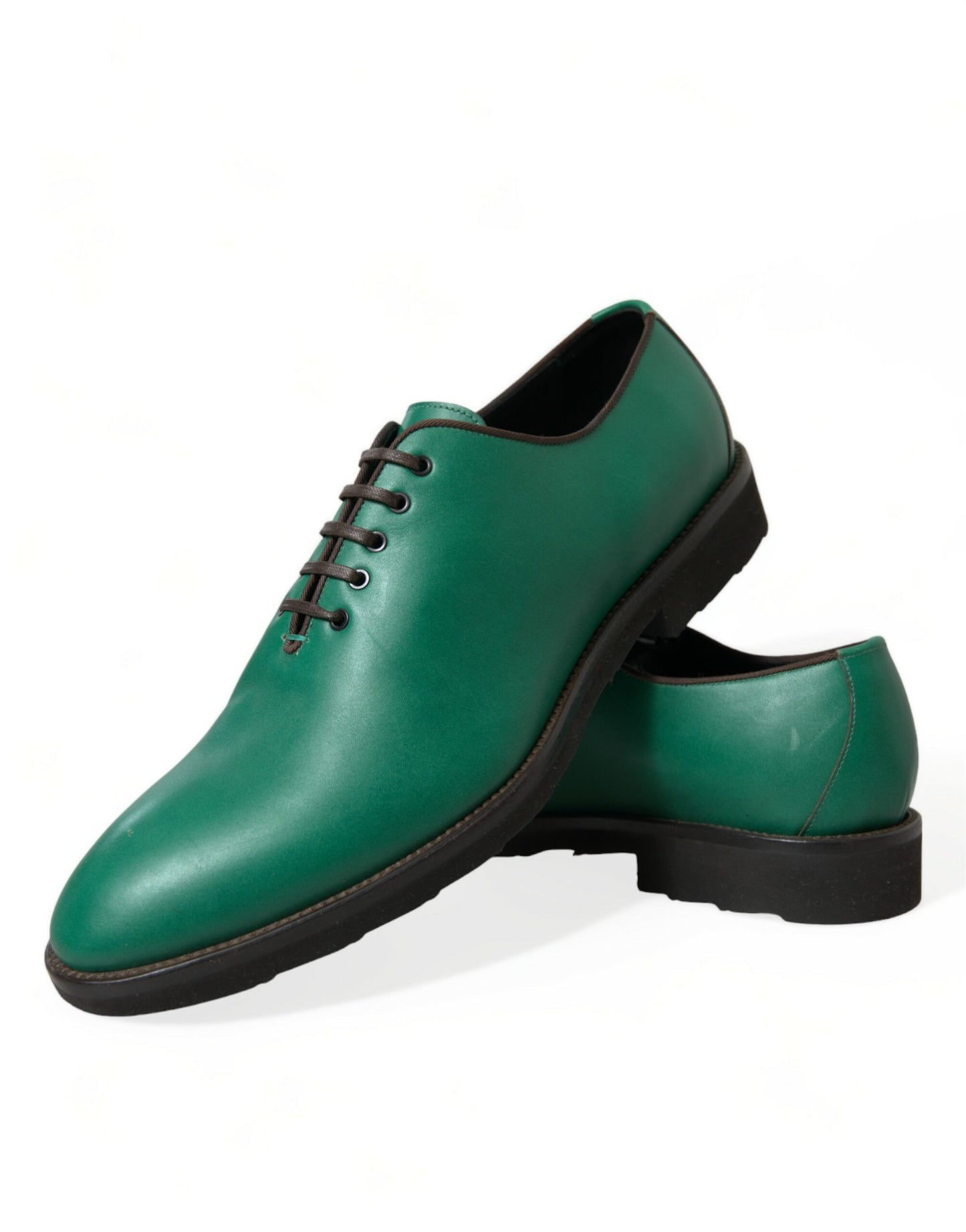 Dolce & Gabbana Green Leather Lace Up Oxford Dress Shoes