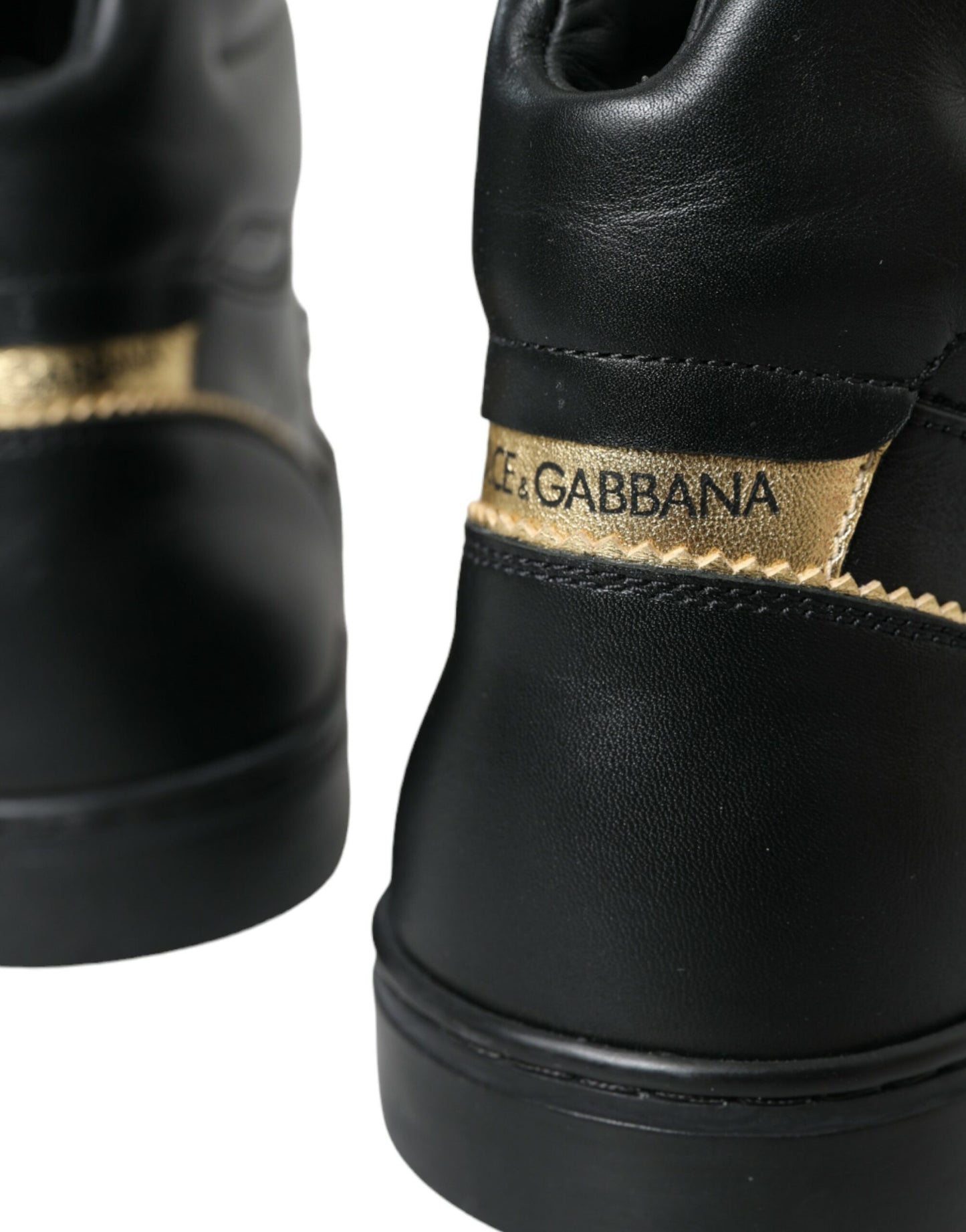 Dolce & Gabbana Black Crown Bee logo Mid Top Portofino Sneakers Shoes