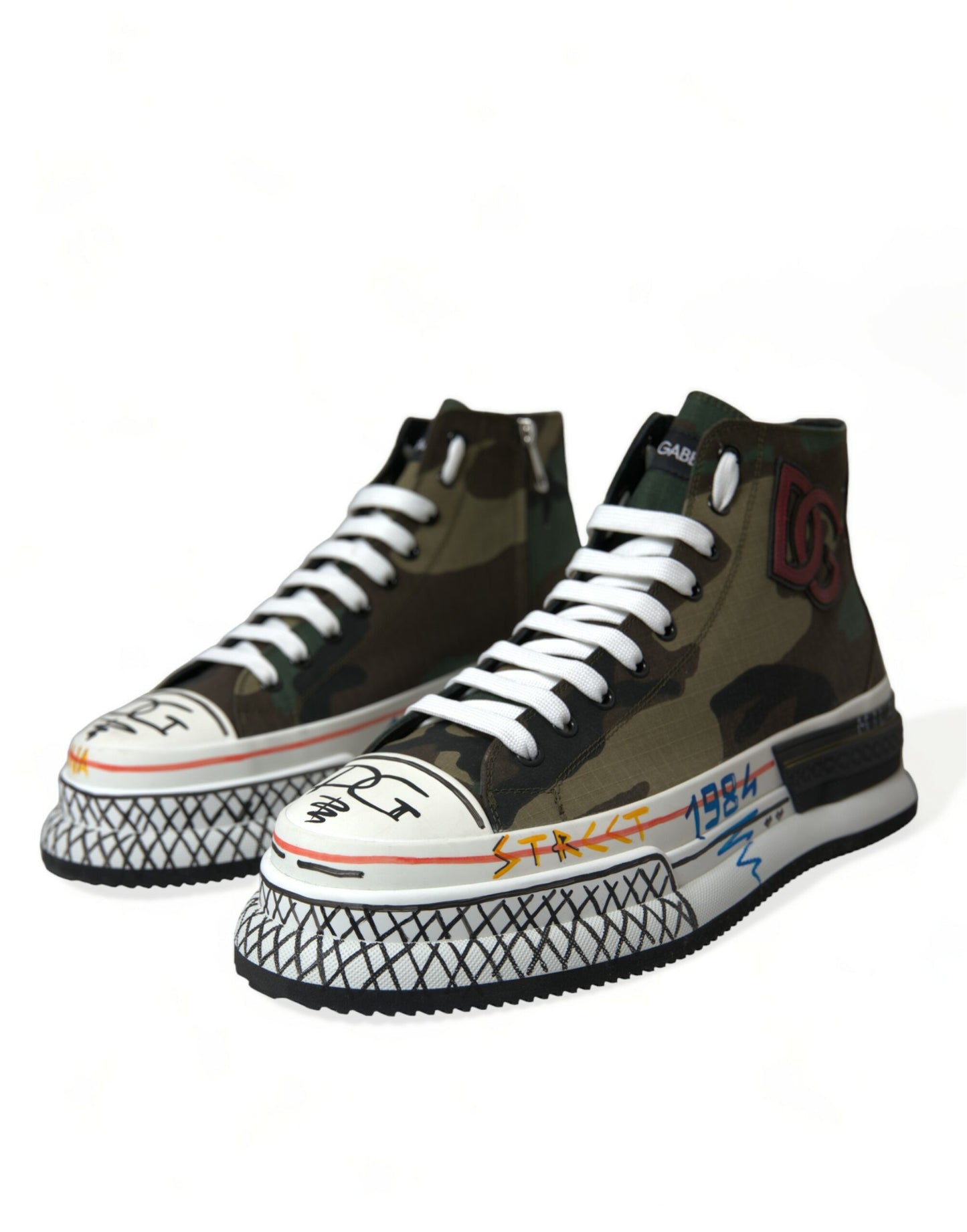 Dolce & Gabbana Multicolor Camouflage High Top Sneakers Shoes