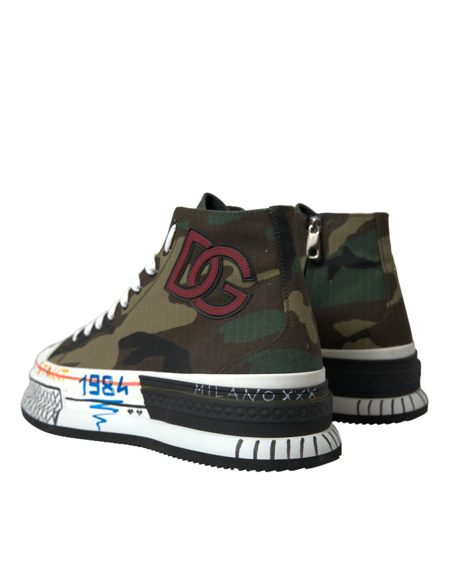 Dolce & Gabbana Multicolor Camouflage High Top Sneakers Shoes