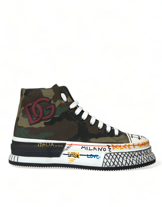 Dolce & Gabbana Multicolor Camouflage High Top Sneakers Shoes