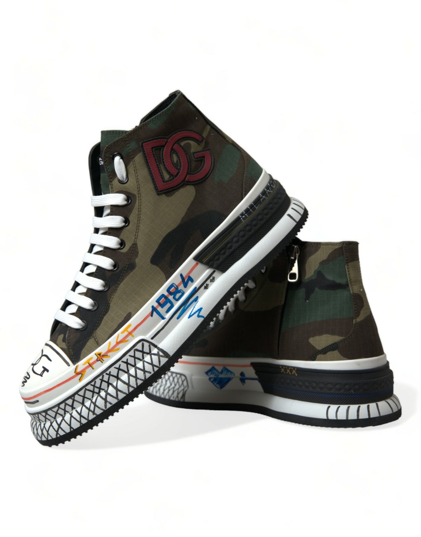 Dolce & Gabbana Multicolor Camouflage High Top Sneakers Shoes