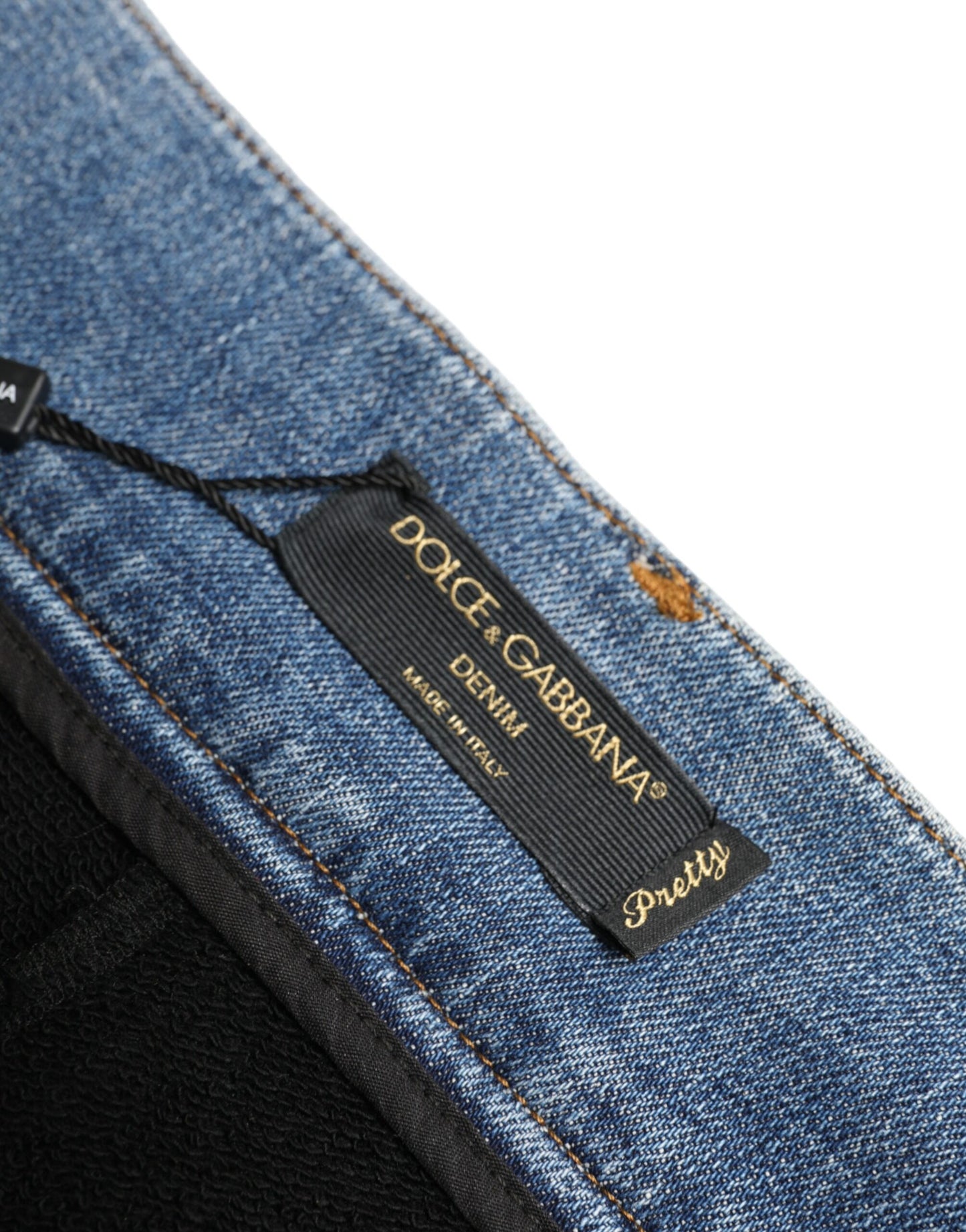 Dolce & Gabbana Black Blue Cotton High Waist PRETTY Denim Pants