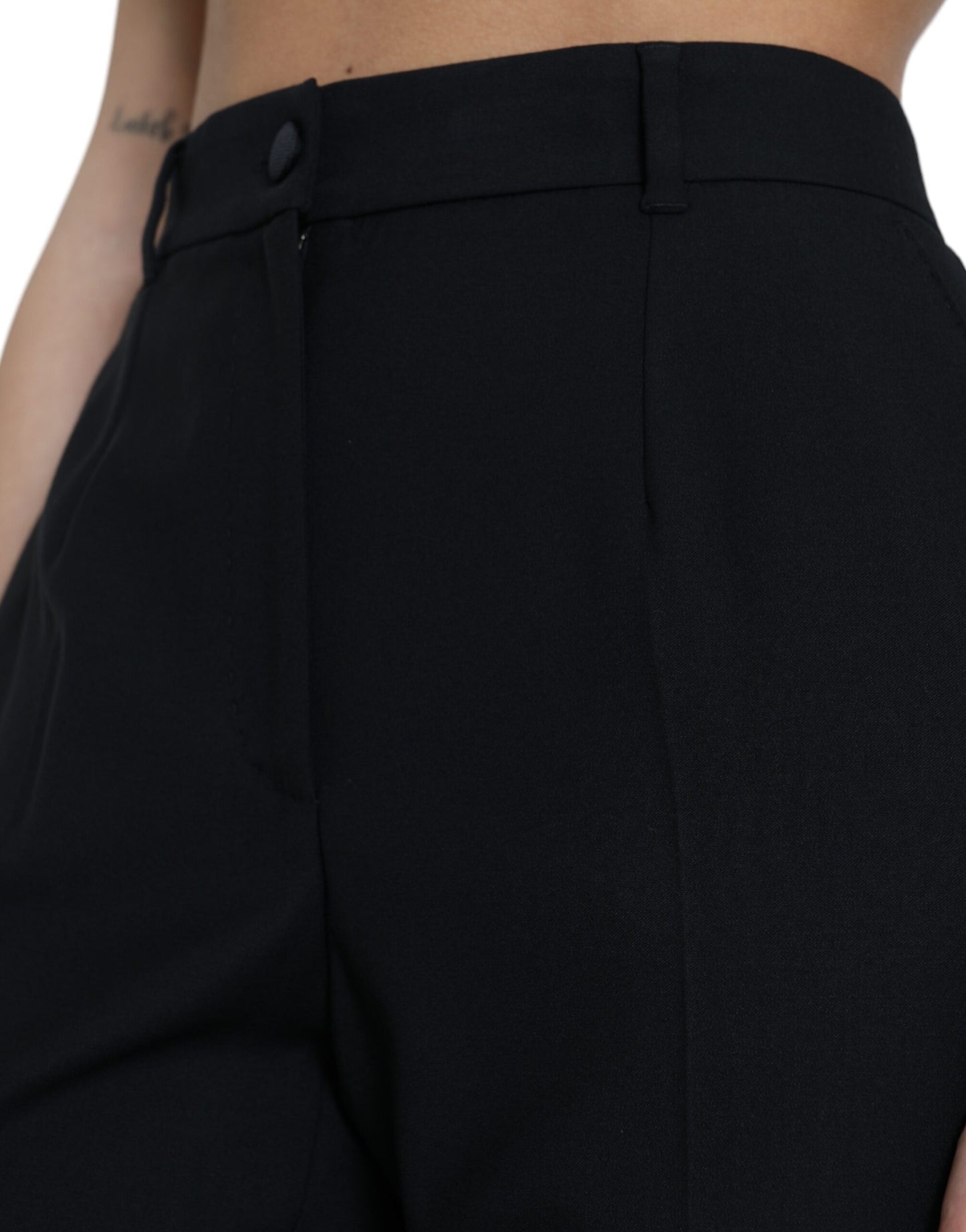 Dolce & Gabbana Black Wool High Waist Straight Pants