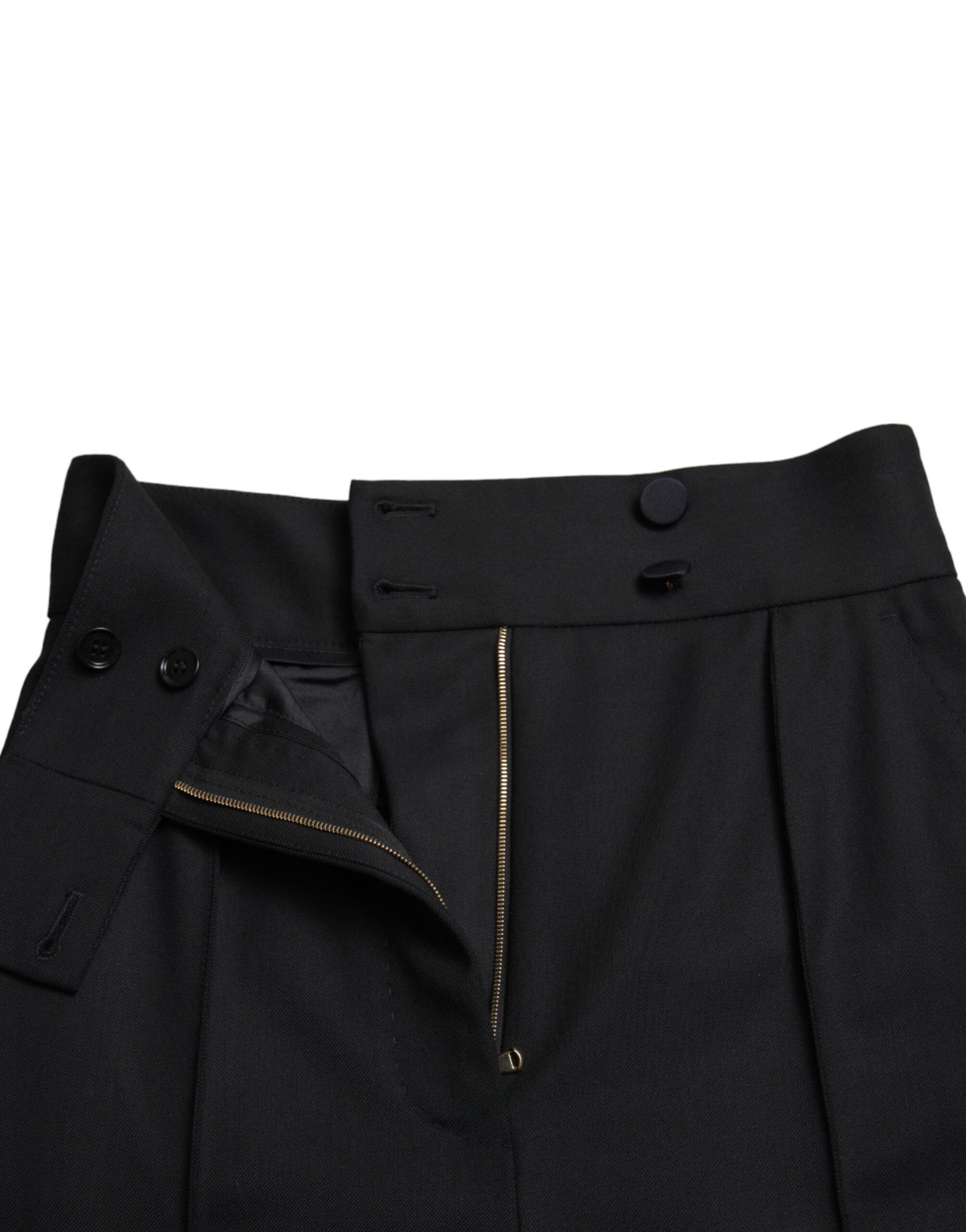 Dolce & Gabbana Black Wool High Waist Tapered Pants