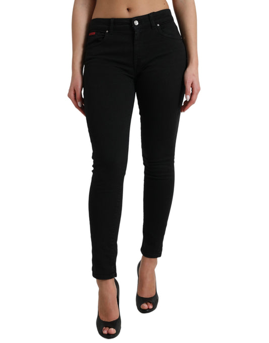 Dolce & Gabbana Black Cotton Mid Waist Skinny Denim Jeans