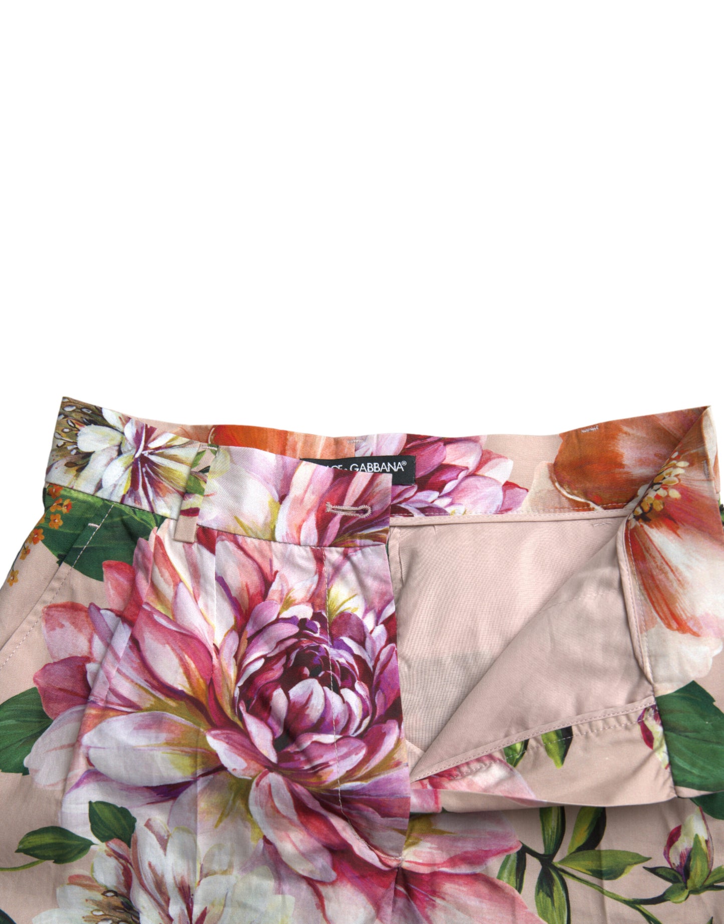 Dolce & Gabbana High Waist Floral Cotton Hot Pants