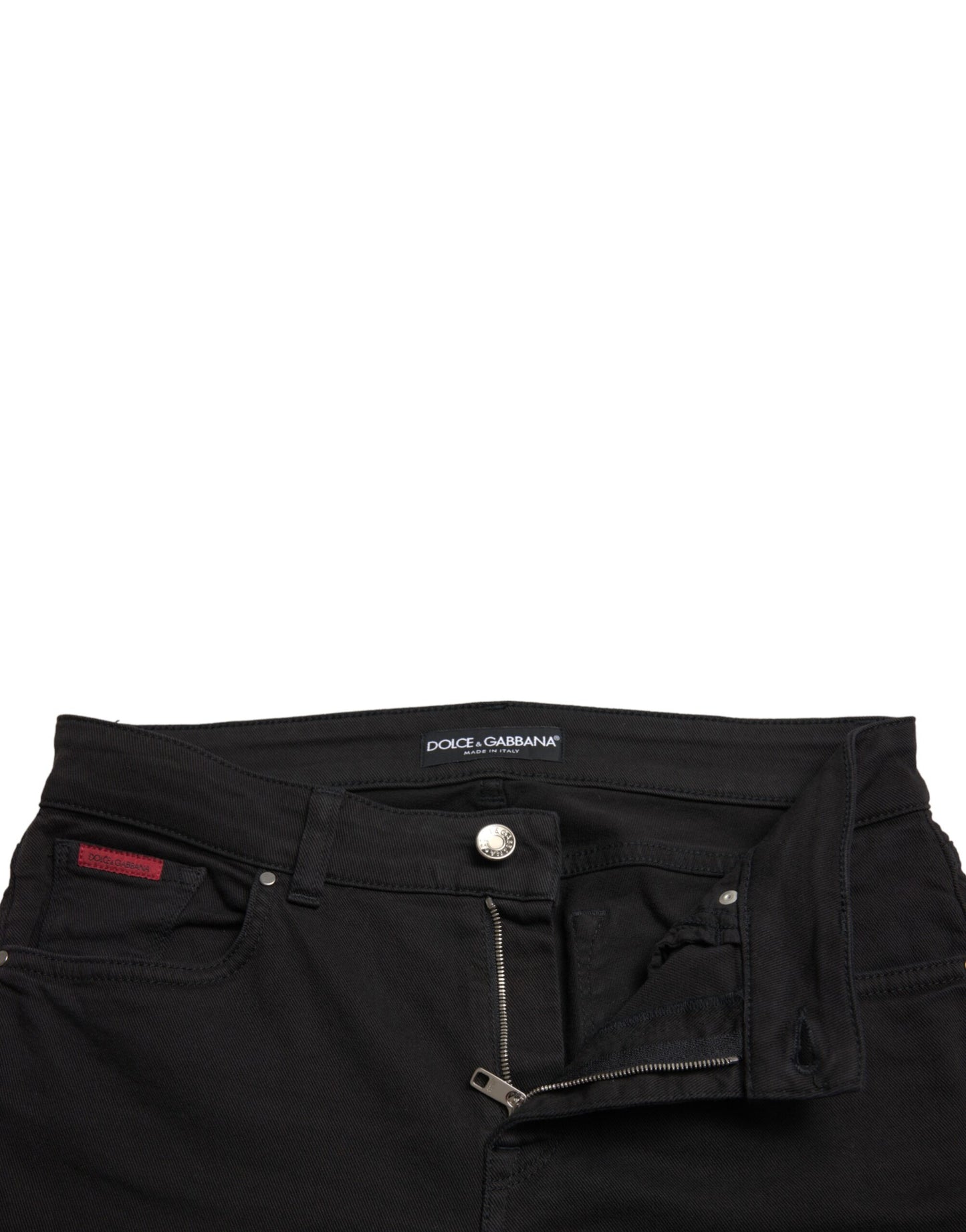 Dolce & Gabbana Black Cotton Mid Waist Skinny Denim Jeans