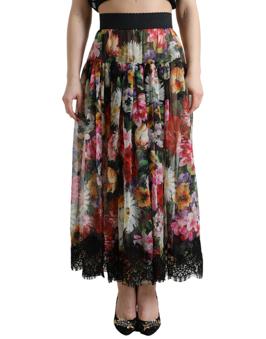 Dolce & Gabbana Elegant High Waist Floral Maxi Skirt