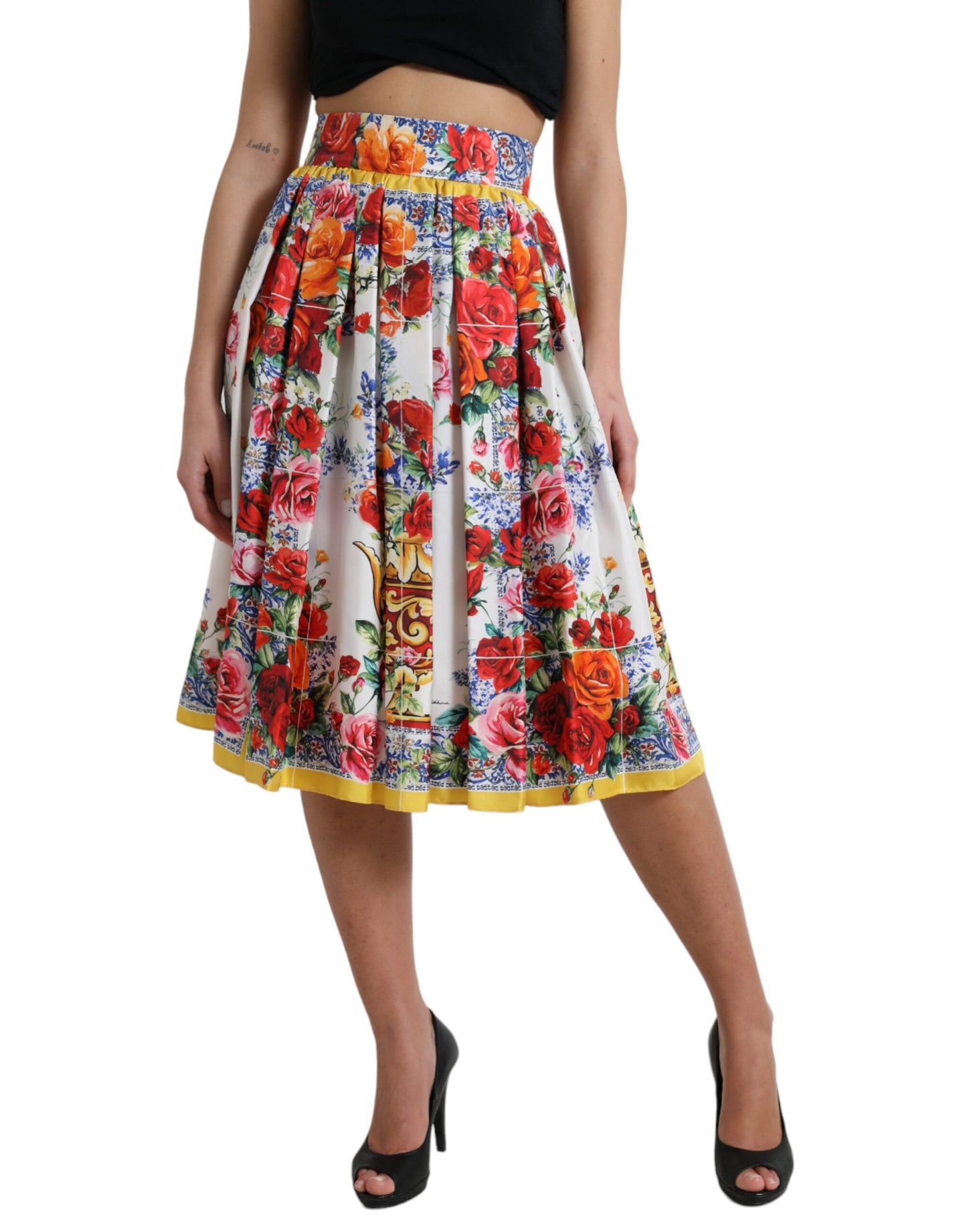 Dolce & Gabbana Multicolor Majolica High Waist A-line Skirt