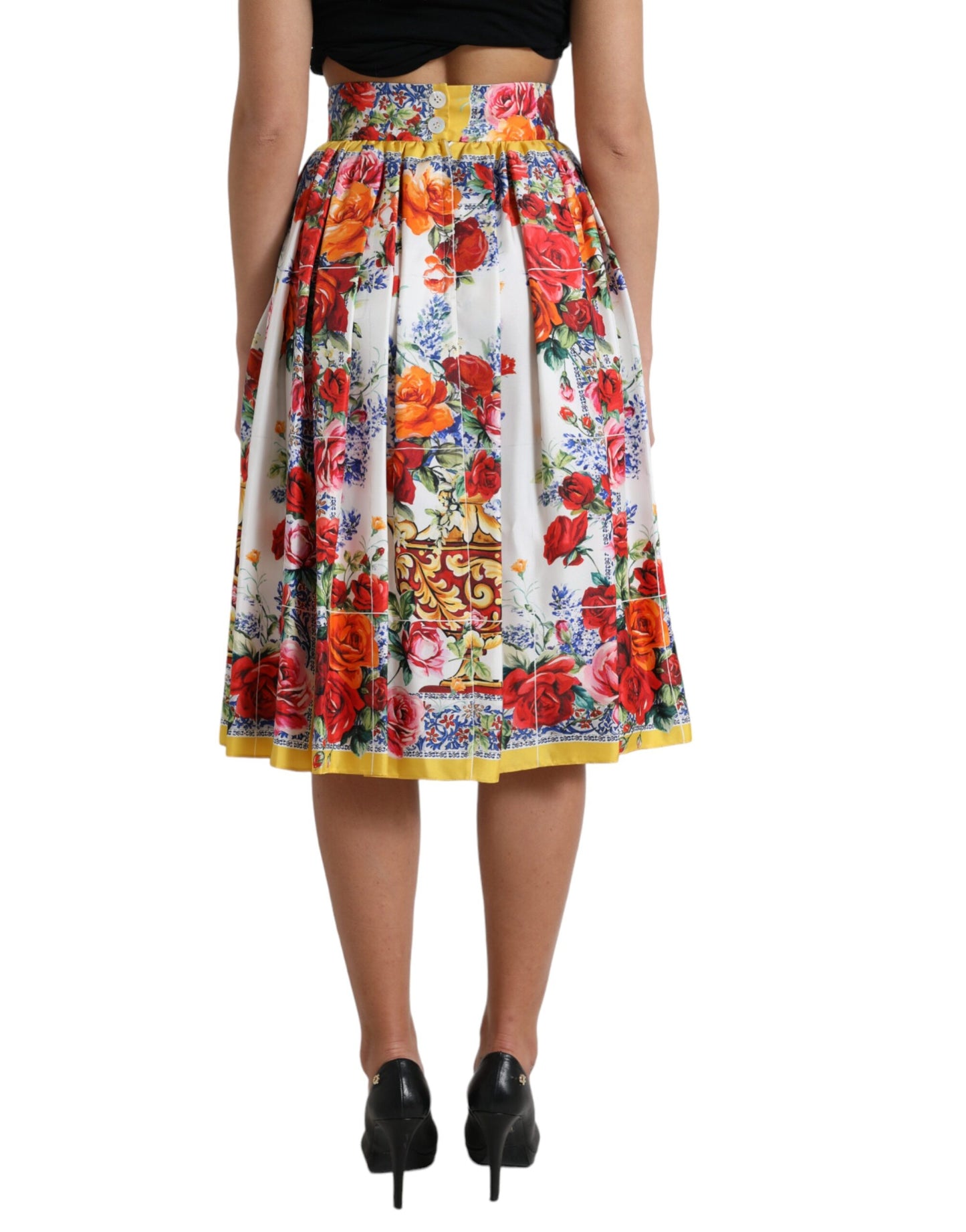 Dolce & Gabbana Multicolor Majolica High Waist A-line Skirt