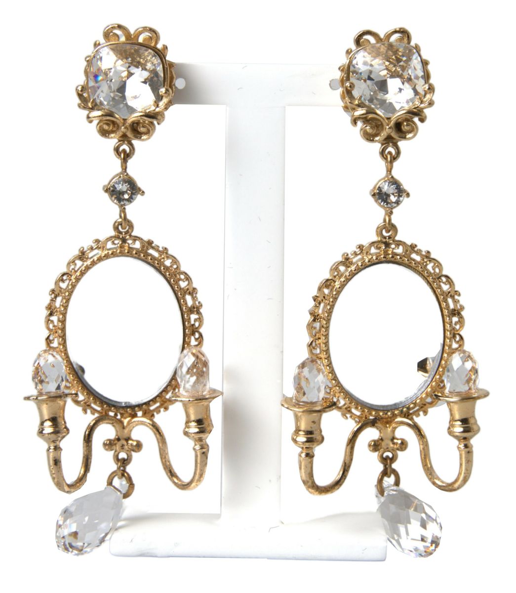 Dolce & Gabbana Gold Plated Mirror Chandelier Earrings