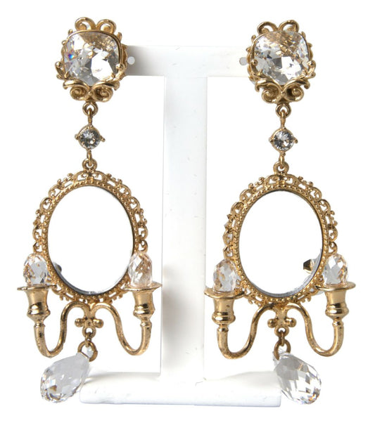 Dolce & Gabbana Gold Plated Mirror Chandelier Earrings