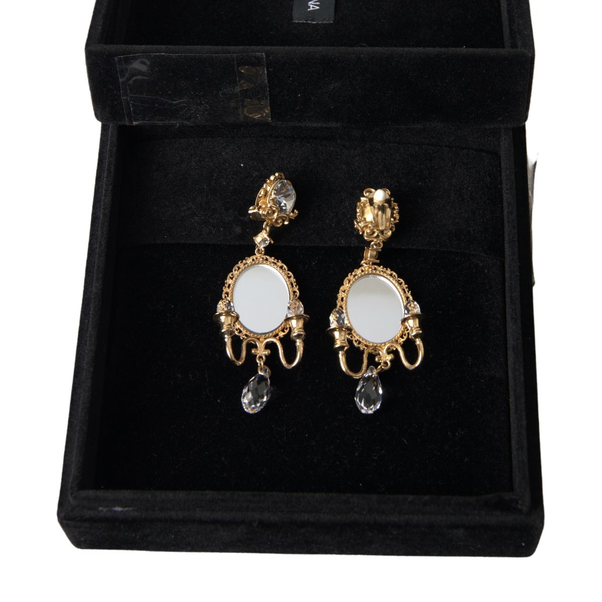 Dolce & Gabbana Gold Plated Mirror Chandelier Earrings