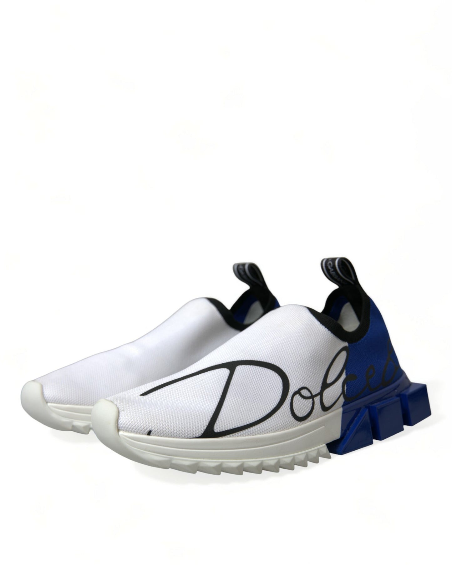 Dolce & Gabbana White Blue Sorrento Low Top Men Casual Sneakers Shoes