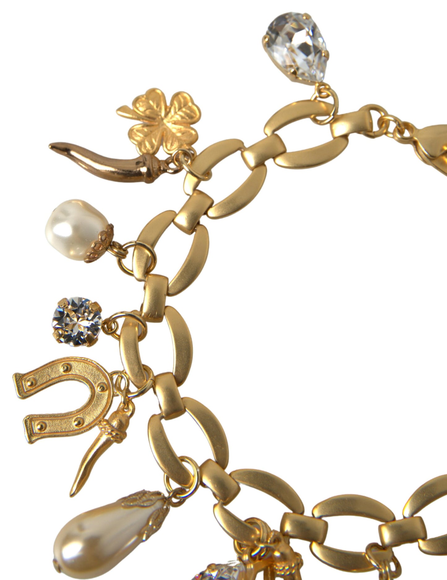 Dolce & Gabbana Elegant Gold Charm Bracelet with Crystals