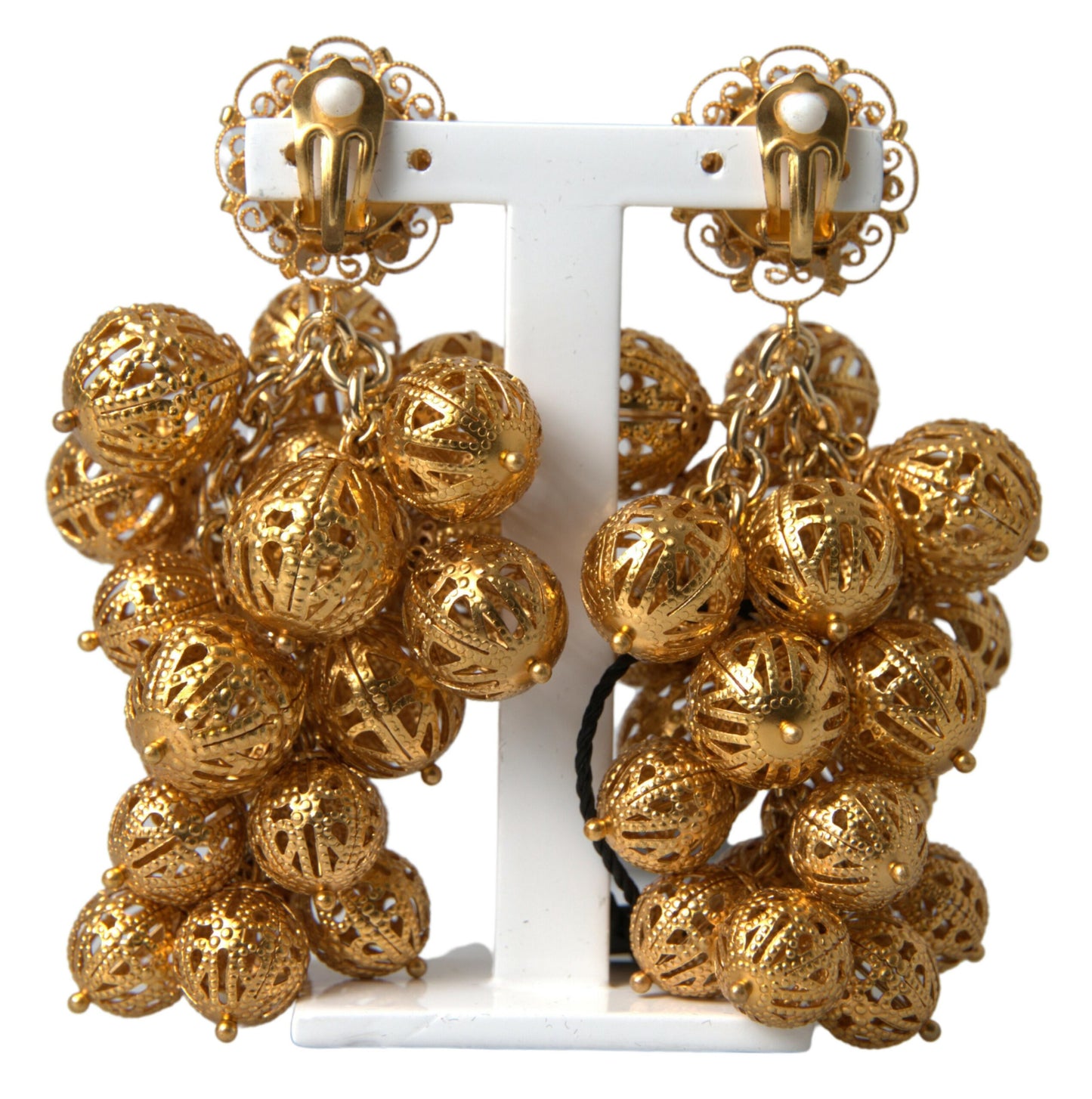 Dolce & Gabbana Elegant Gold Filigree Floral Clip-On Earrings