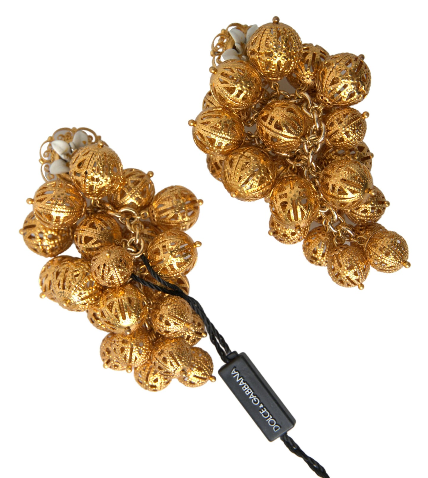 Dolce & Gabbana Elegant Gold Filigree Floral Clip-On Earrings