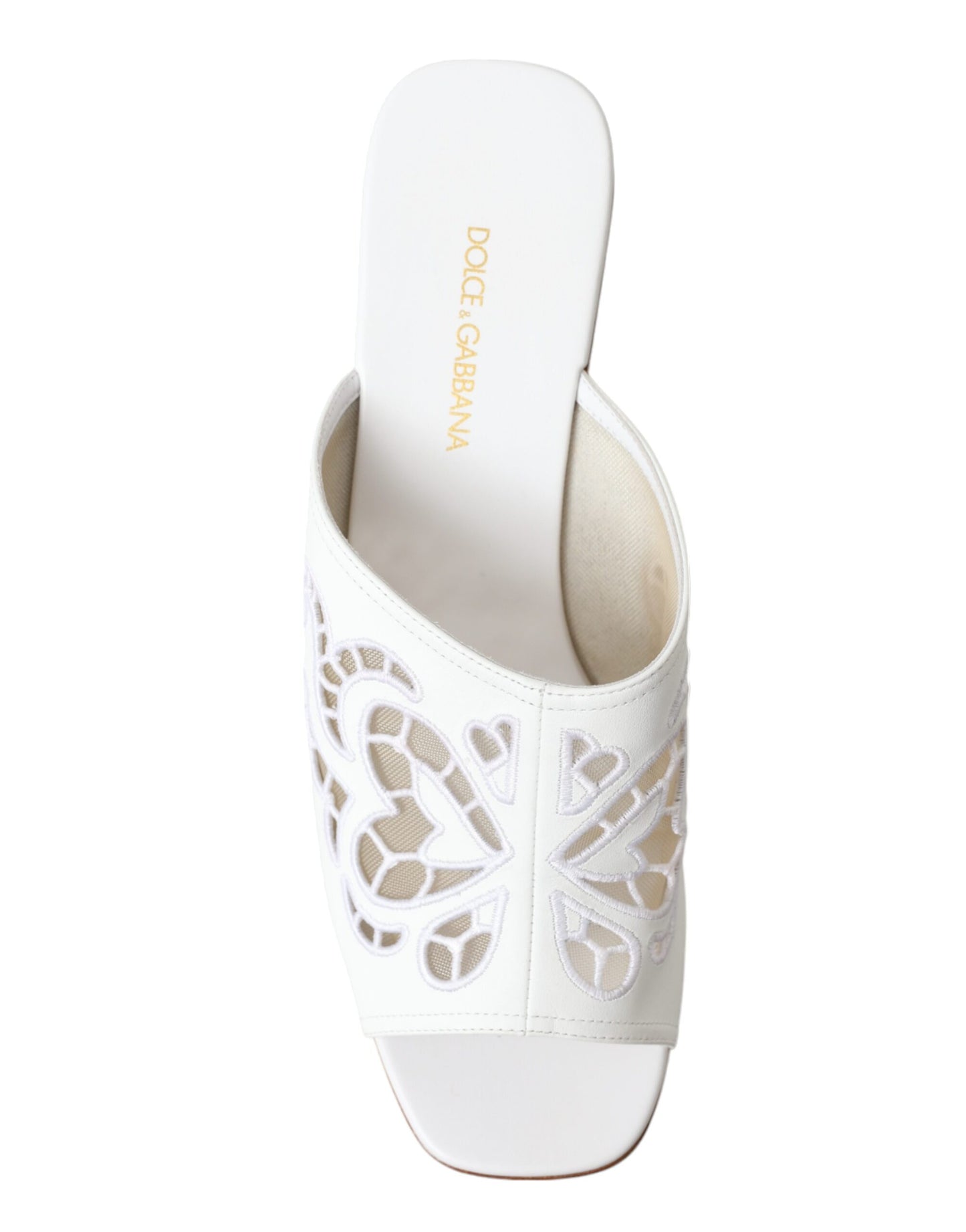 Dolce & Gabbana Chic White Leather Wedge Sandals