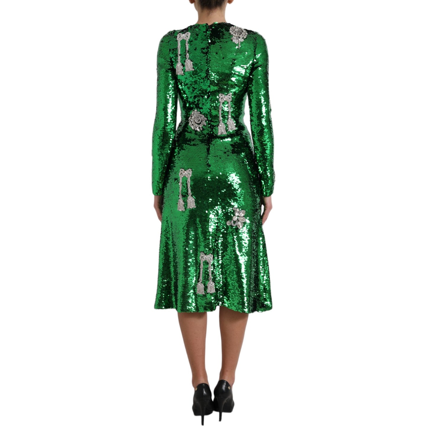 Dolce & Gabbana Green Sequin Swarovski Crystal Dress