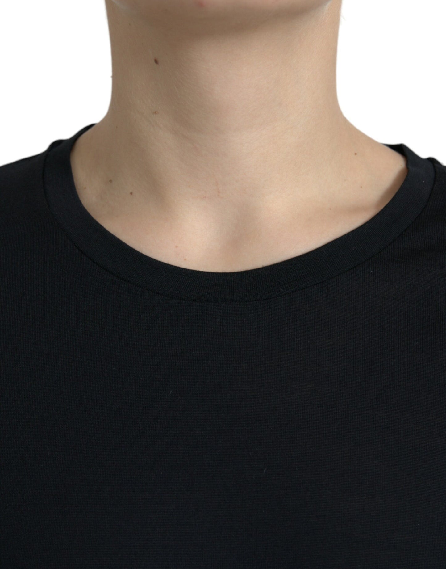 Dolce & Gabbana Black Wool Short Sleeves Crewneck Top T-shirt