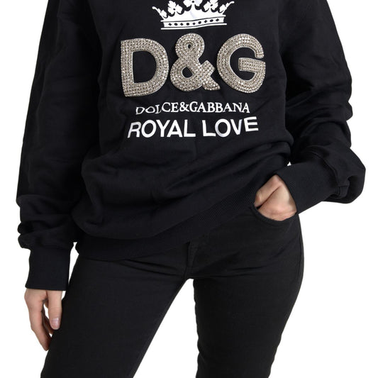 Dolce & Gabbana Black DG Royal Love Crystal Pullover Sweater