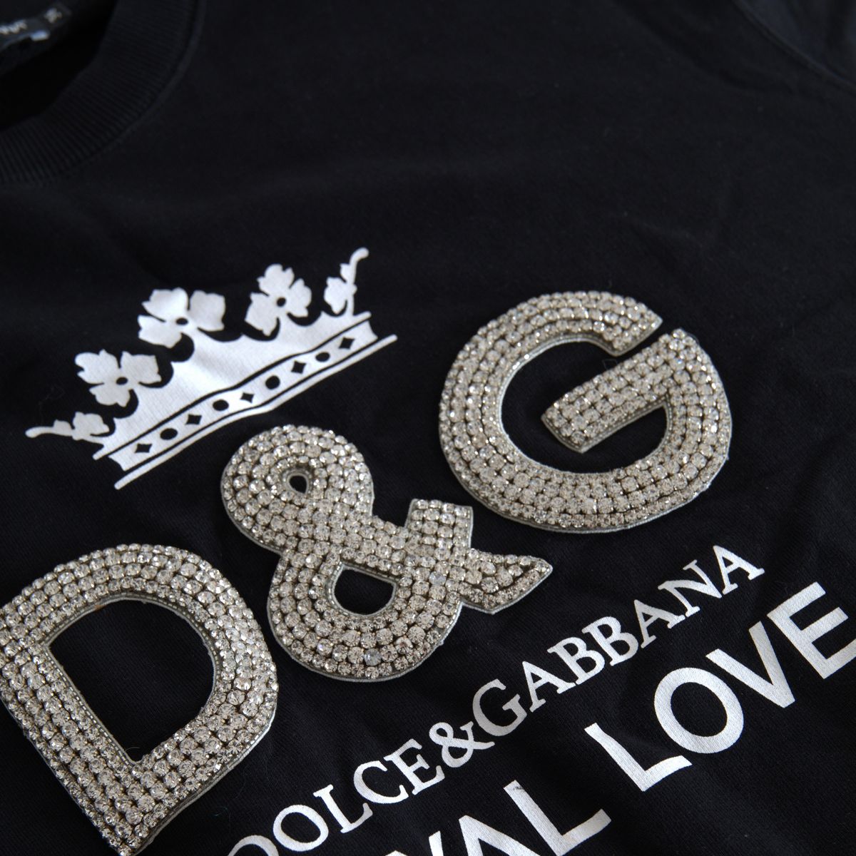 Dolce & Gabbana Black DG Royal Love Crystal Pullover Sweater