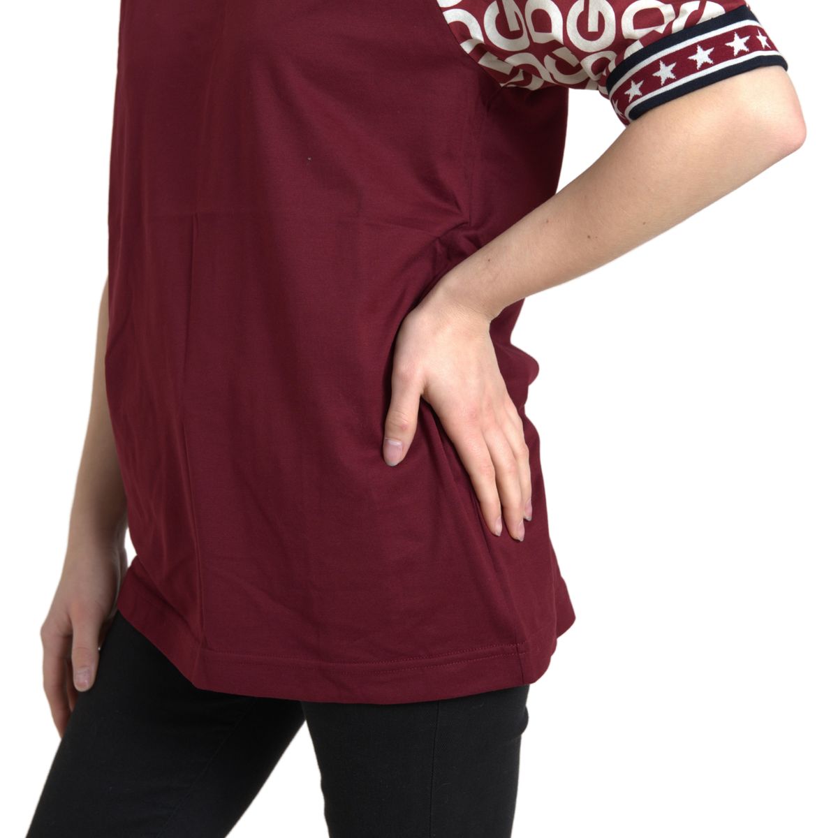 Dolce & Gabbana Maroon Cotton Crew Neck Tee