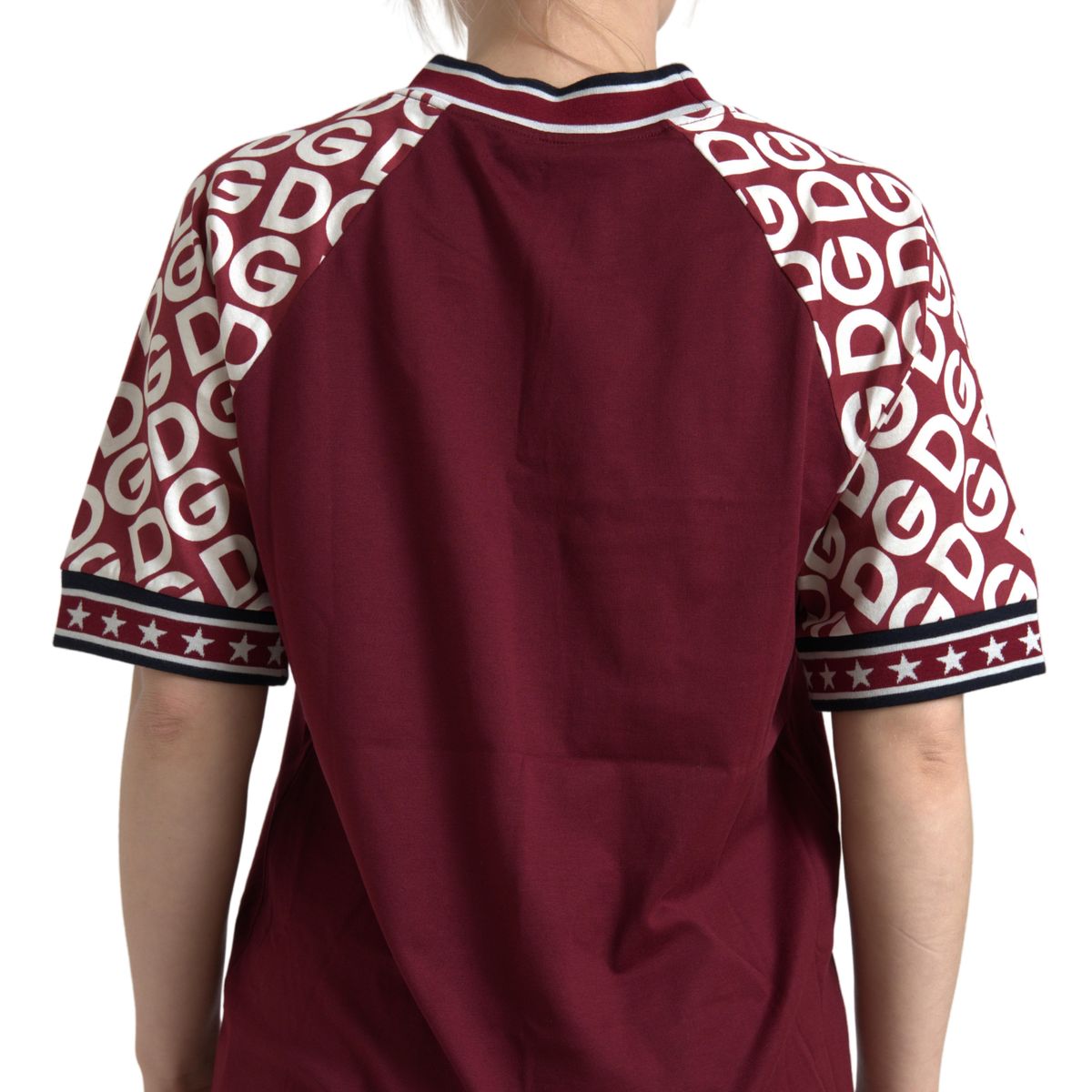 Dolce & Gabbana Maroon Cotton Crew Neck Tee