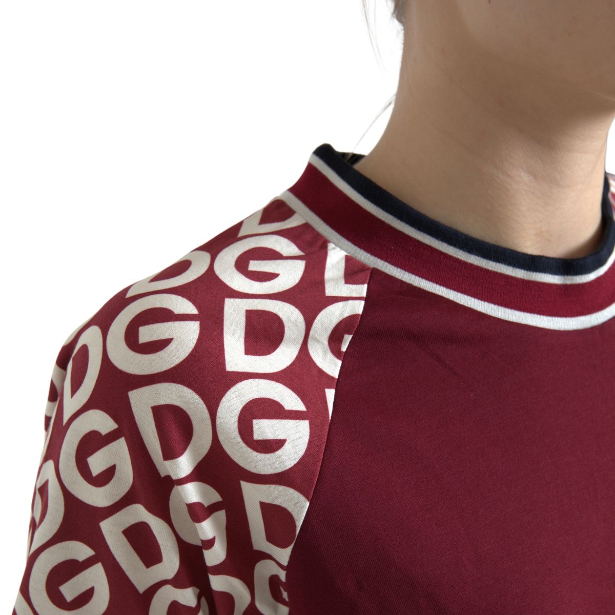 Dolce & Gabbana Maroon Cotton Crew Neck Tee